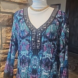 Alfani plus size pullover tunic featuring jeweled neckline